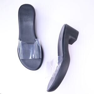 ANCIENT GREEK SANDALS Wide Clear Strap Platform Heeled Sandal Black Women's 40
